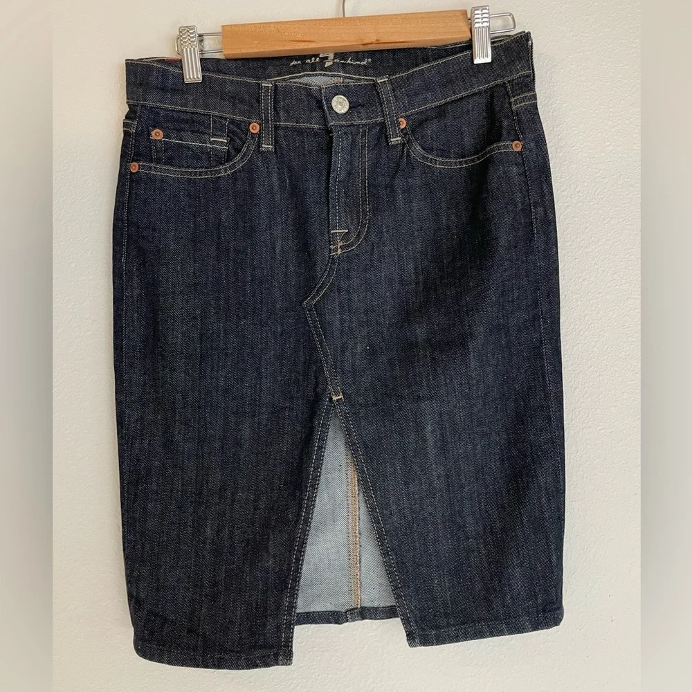 7 For All Mankind Denim Pencil Slit Skirt